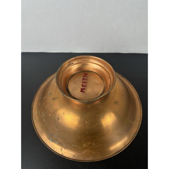 VTG Copper Dish Bowl With Rim 9" Patina Farmhouse Cottage Core French Rustic - Picture 5 of 5